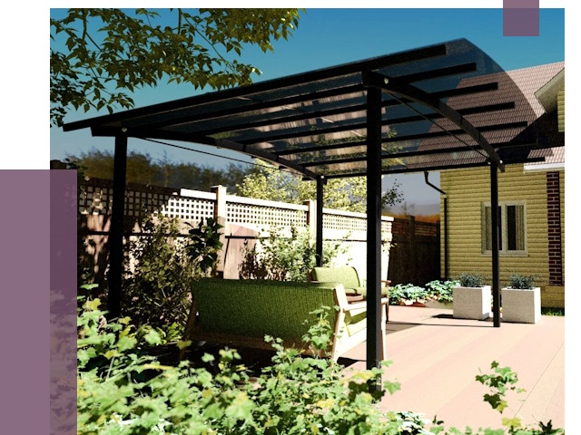 Навесы для террасы в Сибае от 13102 руб. под ключ | ПРОЛЁТ-Сба