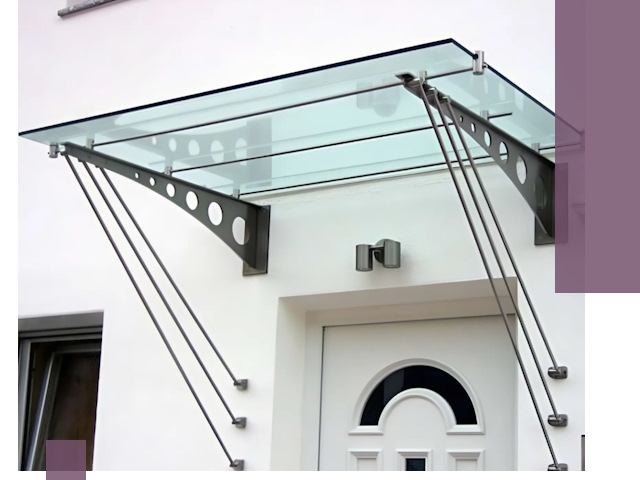 Козырьки над входом под ключ в Сибае — изготовление и монтаж